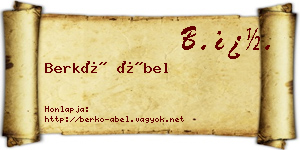 Berkó Ábel névjegykártya